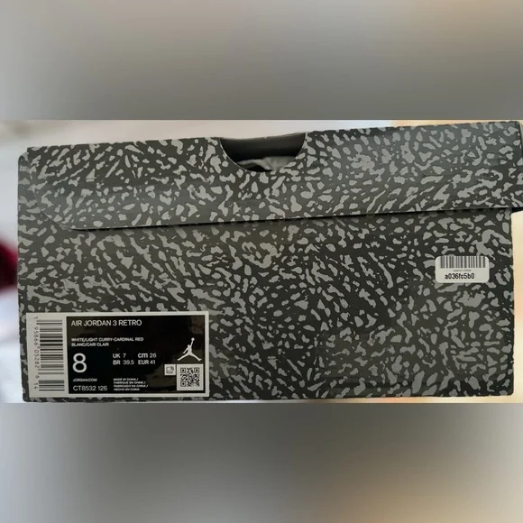 2022 Air Jordan 3 Retro 'Cardinal Red' Size 8 - Picture 7 of 9